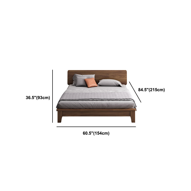 Brown 36.61" High Panel Bed with Storage Walnut Bed with Headboard