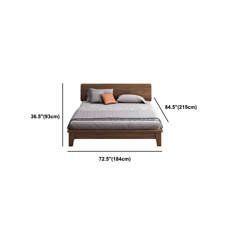 Brown 36.61" High Panel Bed with Storage Walnut Bed with Headboard