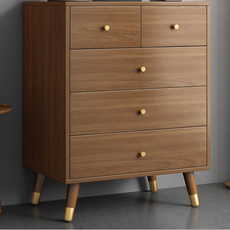 Mid-Century Brown Chest with Drawers and Straight Legs 23.62" Long