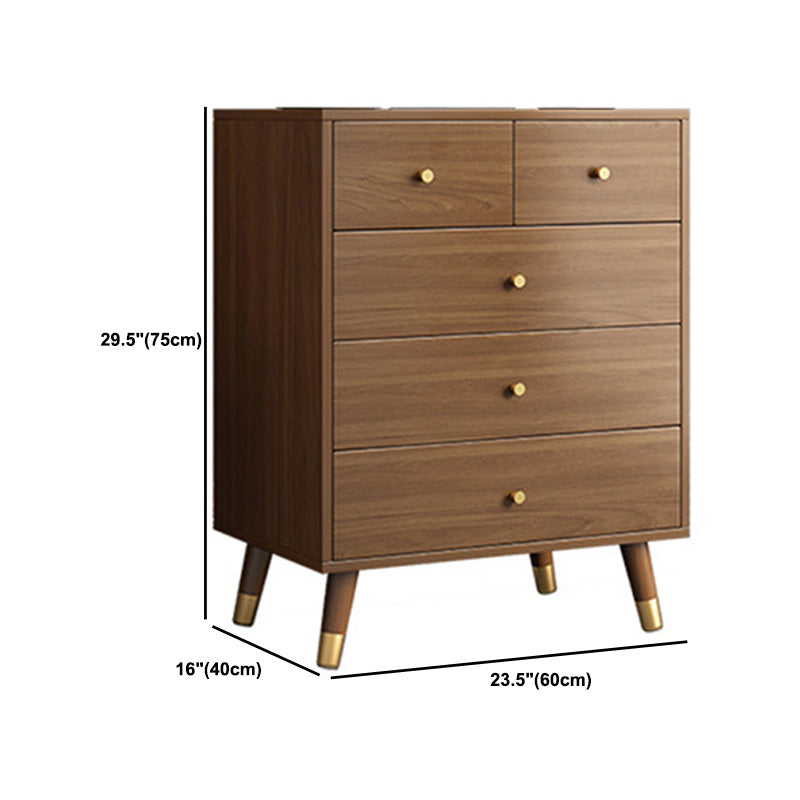 Mid-Century Brown Chest with Drawers and Straight Legs 23.62" Long