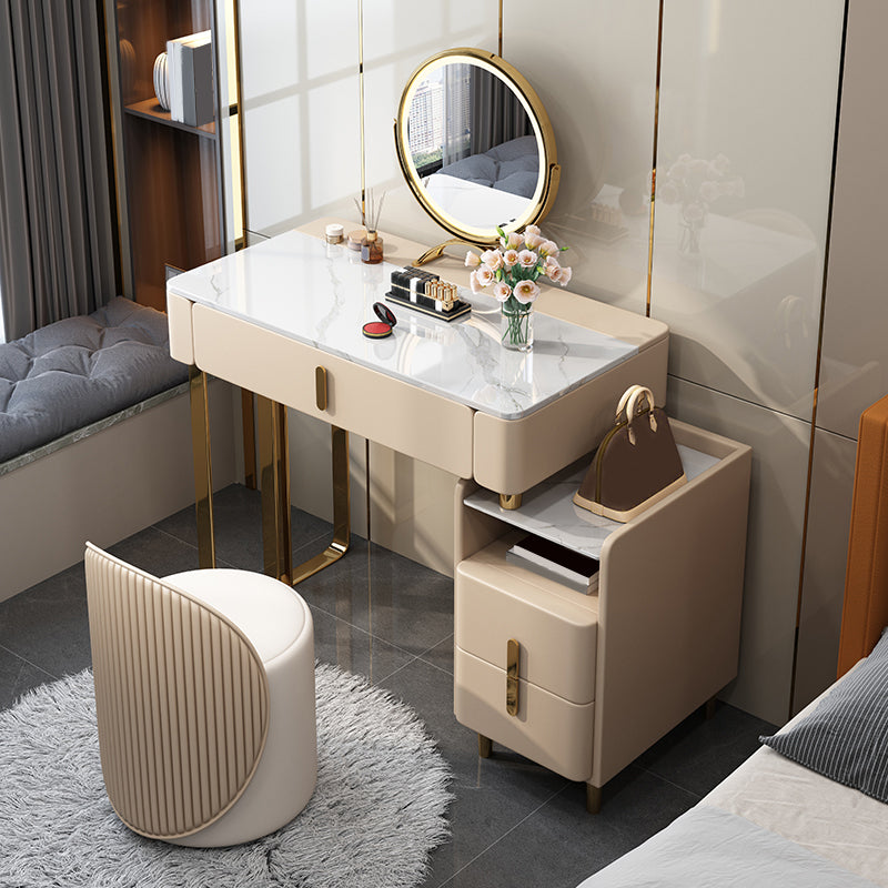 15.74" Wide Makeup Counter Solid Wood Frame Vanity Tables with Storage Drawers