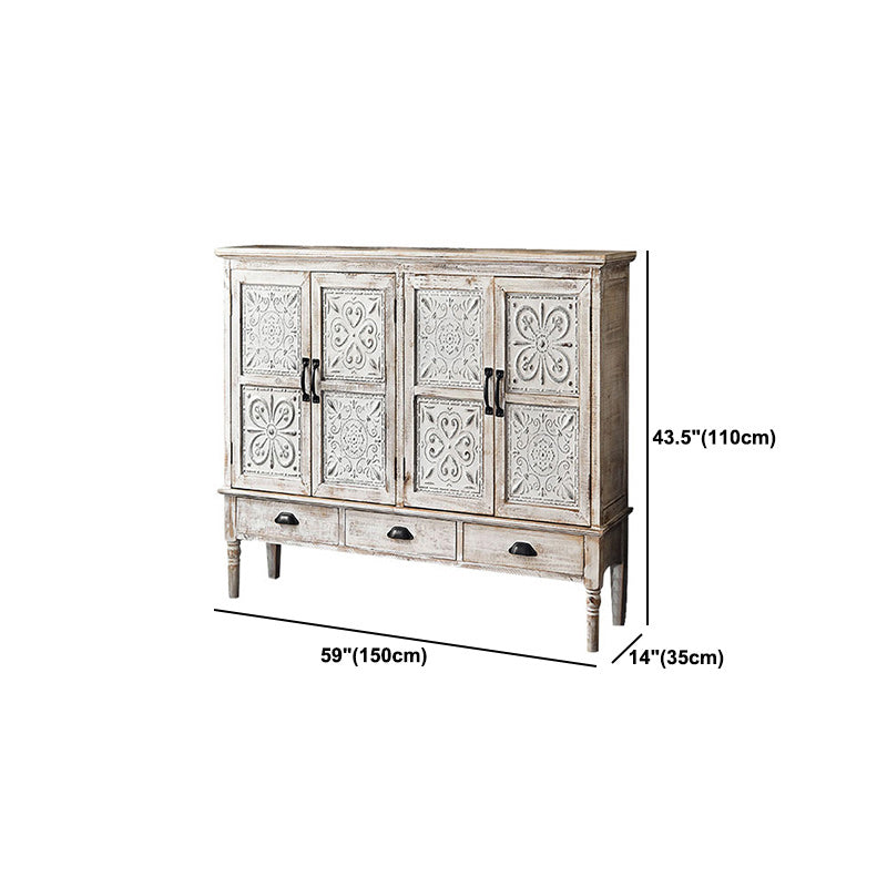Industrial Wooden Accent Cabinet with Wooden Legs and Doors Cabinet