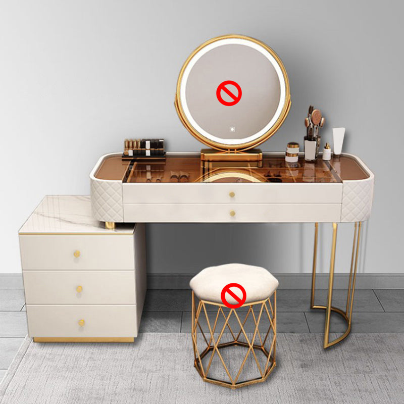 Glass Makeup Counter 15.74" Wide Vanity Tables with 5 Storage Drawers