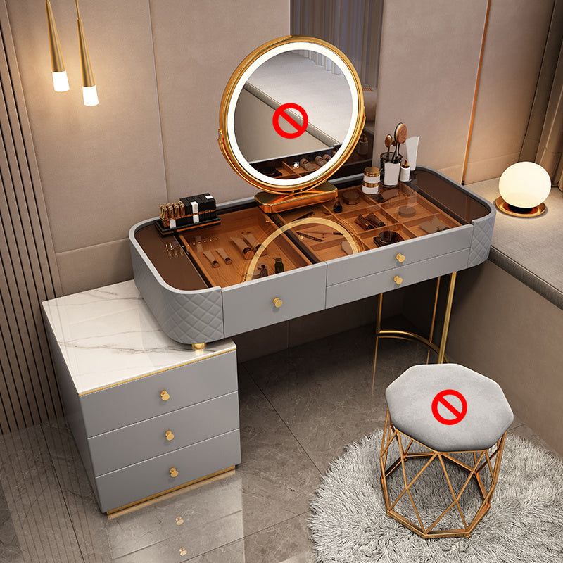 Glass Makeup Counter 15.74" Wide Vanity Tables with 5 Storage Drawers