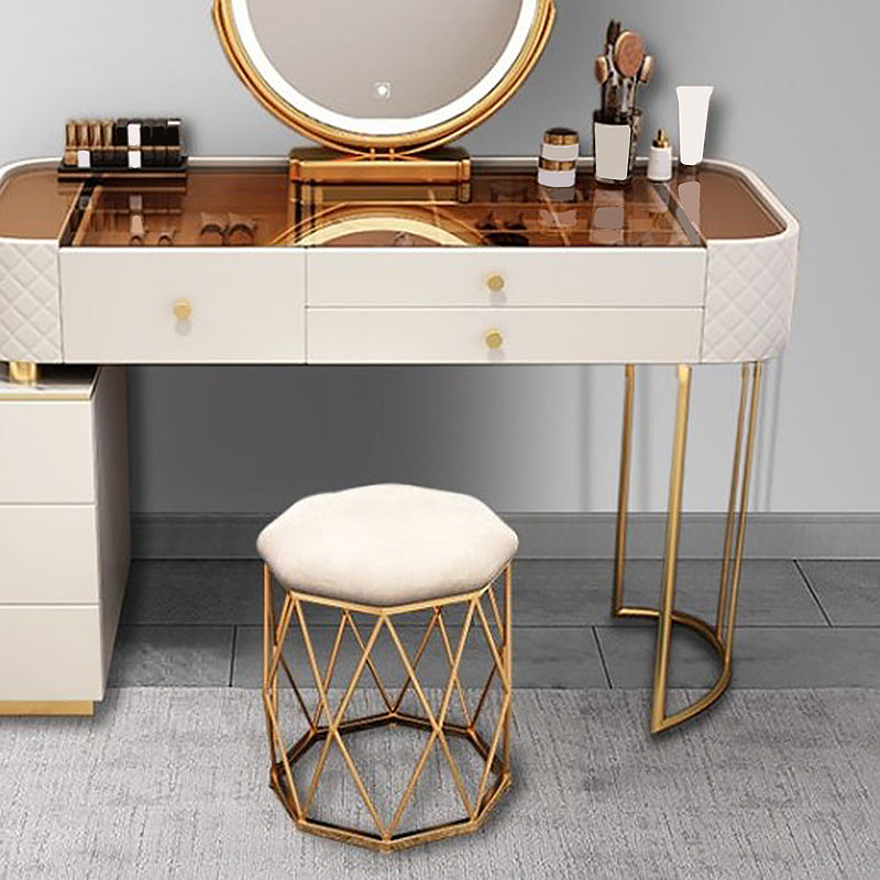 Glass Makeup Counter 15.74" Wide Vanity Tables with 5 Storage Drawers