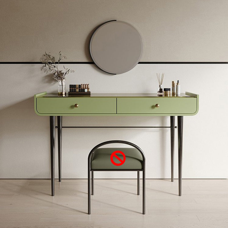 16.53" Wide Glass Makeup Counter Green Vanity Tables with 2 Storage Drawers