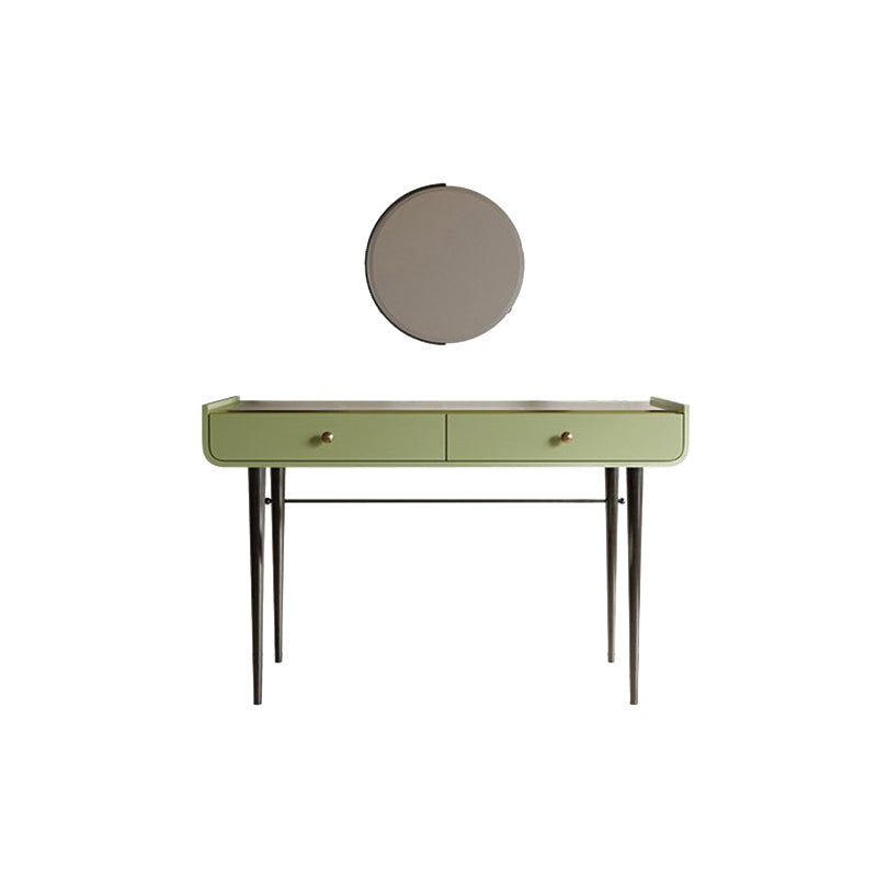 16.53" Wide Glass Makeup Counter Green Vanity Tables with 2 Storage Drawers