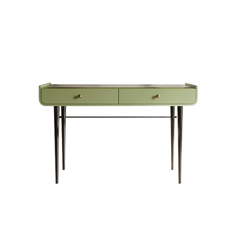 16.53" Wide Glass Makeup Counter Green Vanity Tables with 2 Storage Drawers