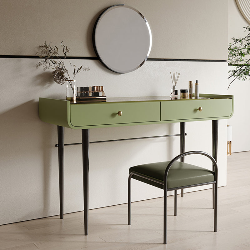 16.53" Wide Glass Makeup Counter Green Vanity Tables with 2 Storage Drawers