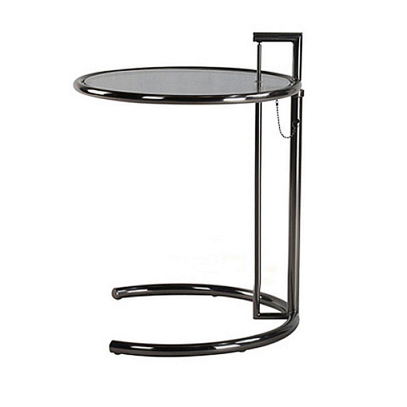 Lift-top Coffee Table Glass with Round Top and Stainless Steel Base