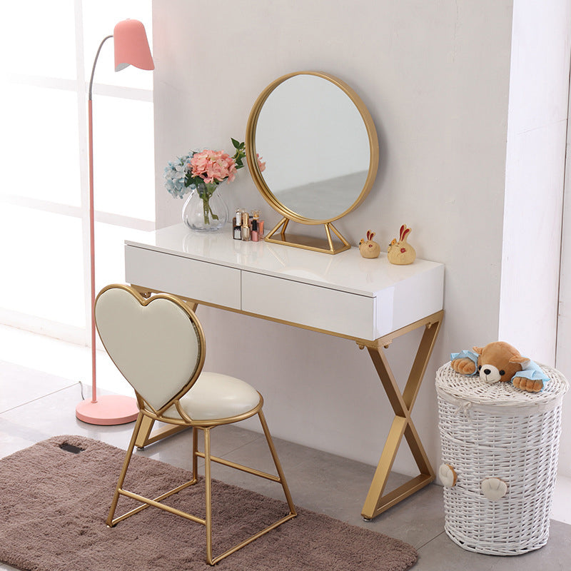 Bright White Makeup Counter 15.74" Wide Vanity Tables with 2 Storage Drawers
