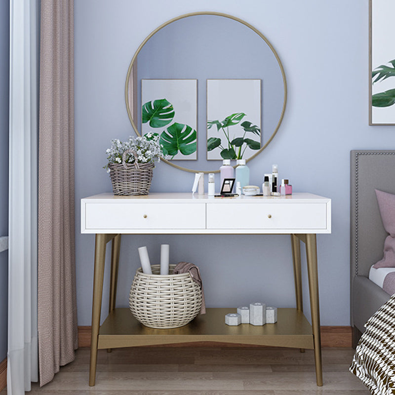 17.71" Wide Makeup Counter with Mirror Vanity Tables with 2 Storage Drawers