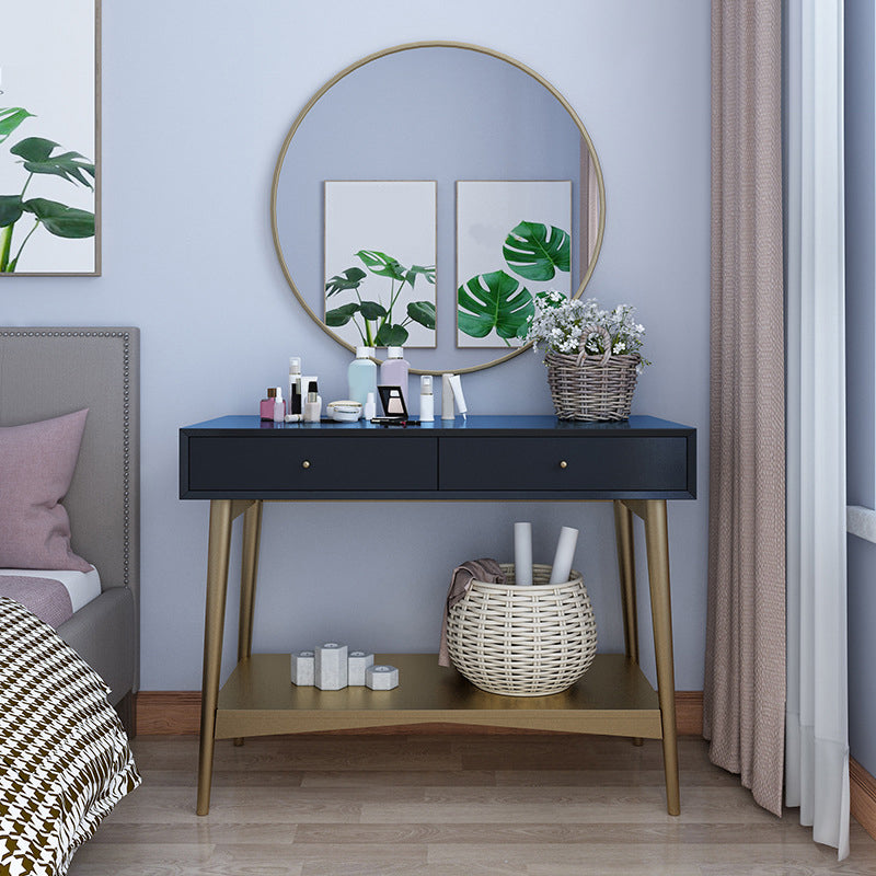 17.71" Wide Makeup Counter with Mirror Vanity Tables with 2 Storage Drawers