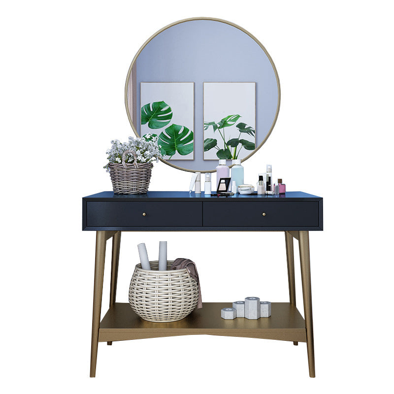 17.71" Wide Makeup Counter with Mirror Vanity Tables with 2 Storage Drawers