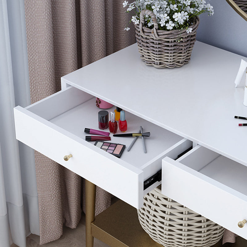 17.71" Wide Makeup Counter with Mirror Vanity Tables with 2 Storage Drawers