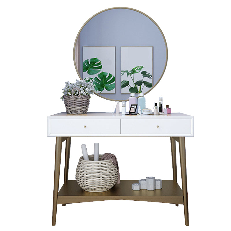 17.71" Wide Makeup Counter with Mirror Vanity Tables with 2 Storage Drawers