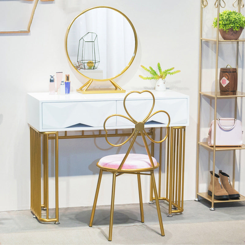 15.74" Wide White Gold Makeup Counter Glam Vanity Tables with Drawers