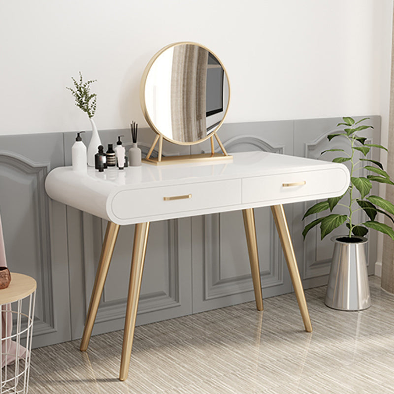 White Gold Makeup Counter with Drawer 15.74" Wide Glam Vanity Tables for Bedroom