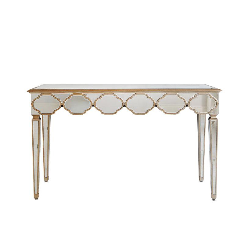 Sliver Makeup Counter 16.53" Wide Mirrored Vanity Tables with Solid Wood Leg