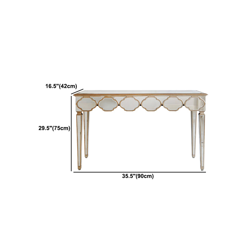 Sliver Makeup Counter 16.53" Wide Mirrored Vanity Tables with Solid Wood Leg
