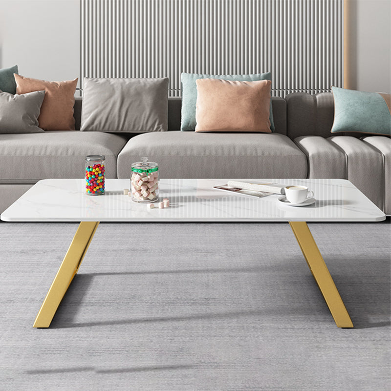 Rectangular Slate Coffee Table Glam 17.7" H Sled Cocktail Table