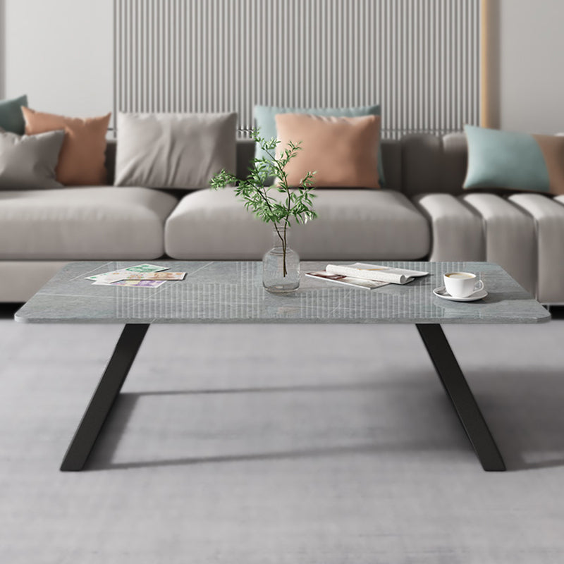 Rectangular Slate Coffee Table Glam 17.7" H Sled Cocktail Table