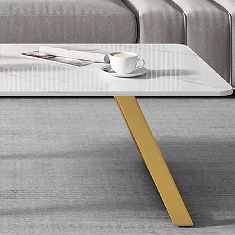 Rectangular Slate Coffee Table Glam 17.7" H Sled Cocktail Table