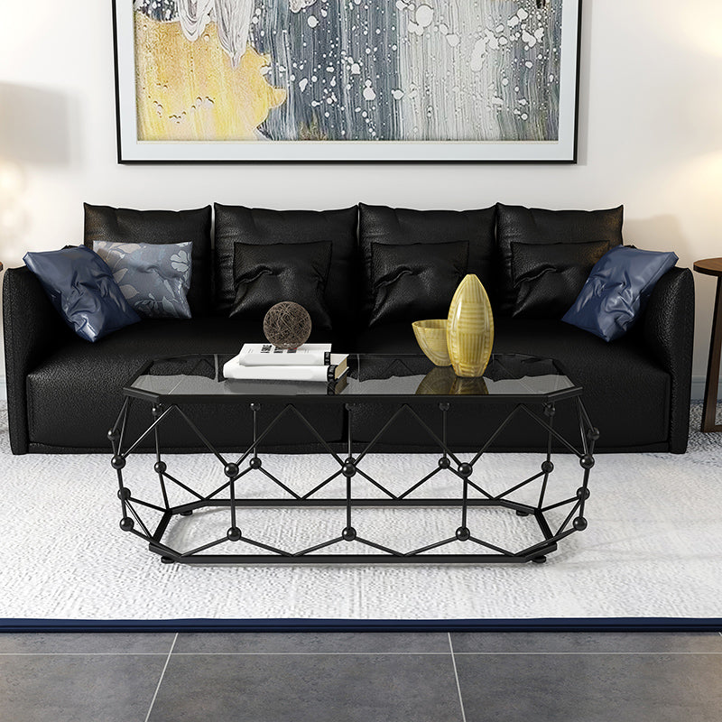Modern Frame Coffee Cocktail Table Rectangular Glass Top Coffee Table