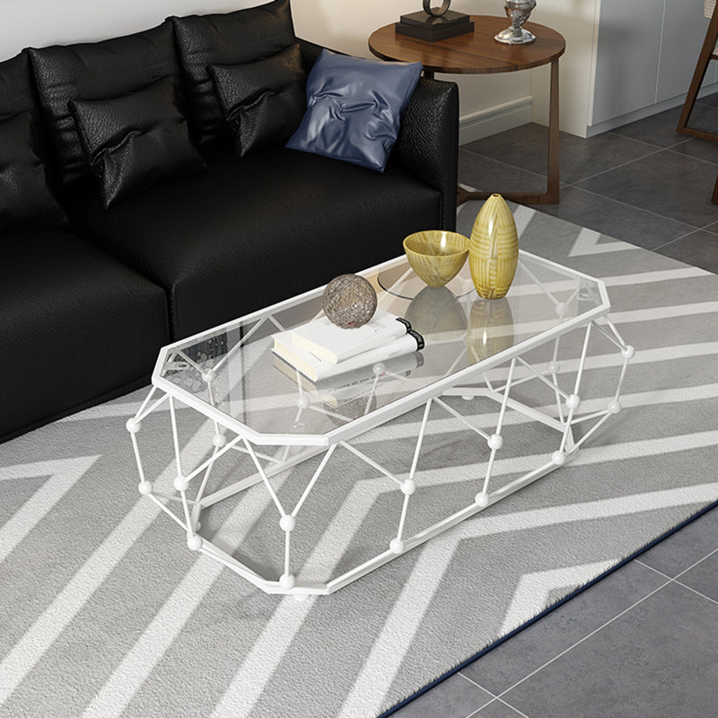 Modern Frame Coffee Cocktail Table Rectangular Glass Top Coffee Table