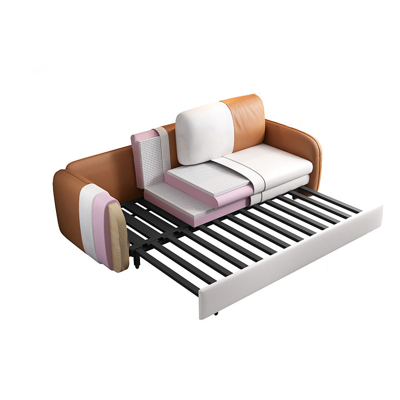 37.4" H Contemporary Faux Leather Square Arm Sofa Bed for Living Room