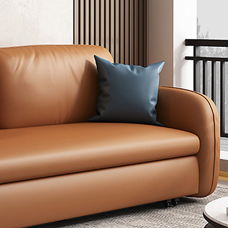 37.4" H Contemporary Faux Leather Square Arm Sofa Bed for Living Room