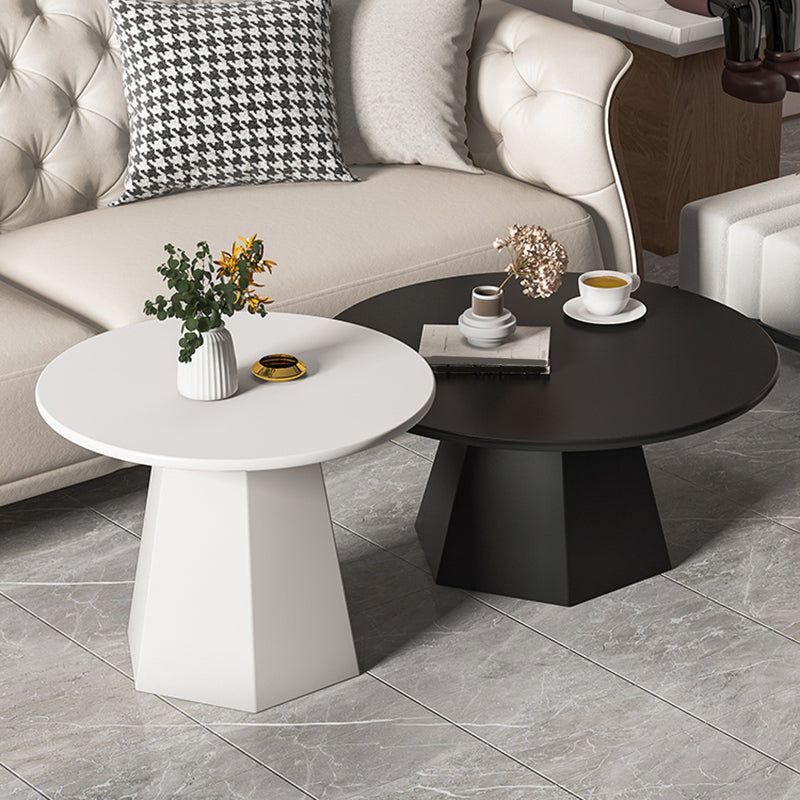 Round Metal Coffee Table Set Pedestal Simple Cocktail Table for Living Room
