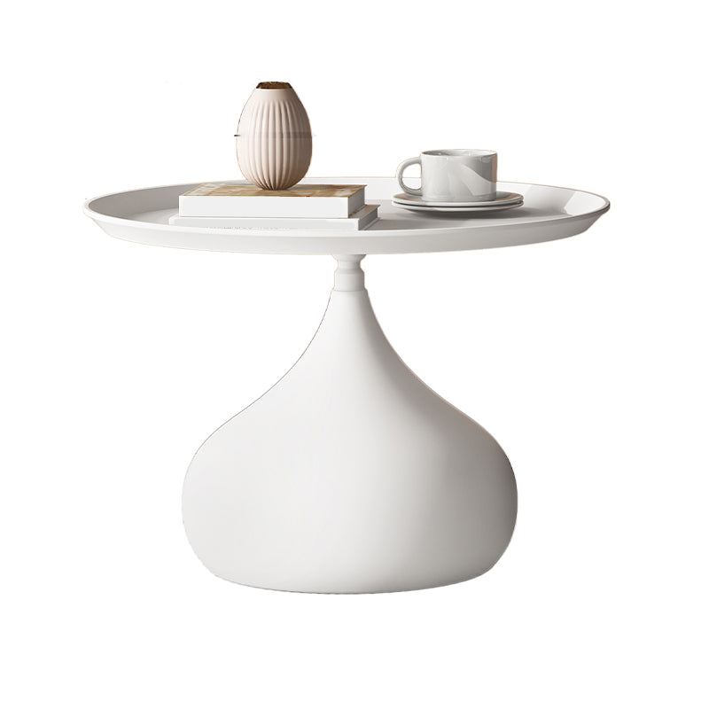 Mid-Century Modern Round Iron Coffee Table Set with Tray Top