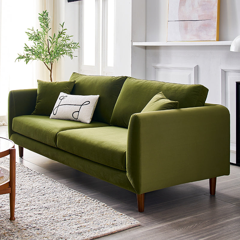 33.46" H Contemporary Velvet Square Arm Sofa with Pillows for Living Room