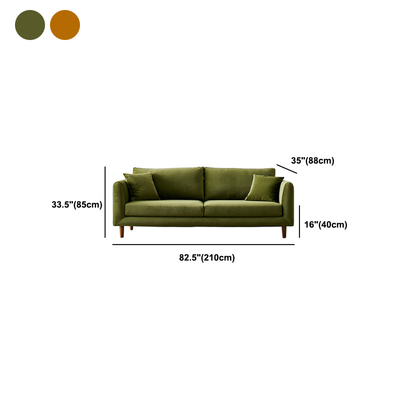 33.46" H Contemporary Velvet Square Arm Sofa with Pillows for Living Room
