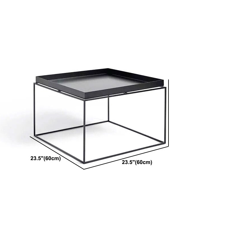 Iron Coffee Table Mid-Century Modern Frame Cocktail Table in Black