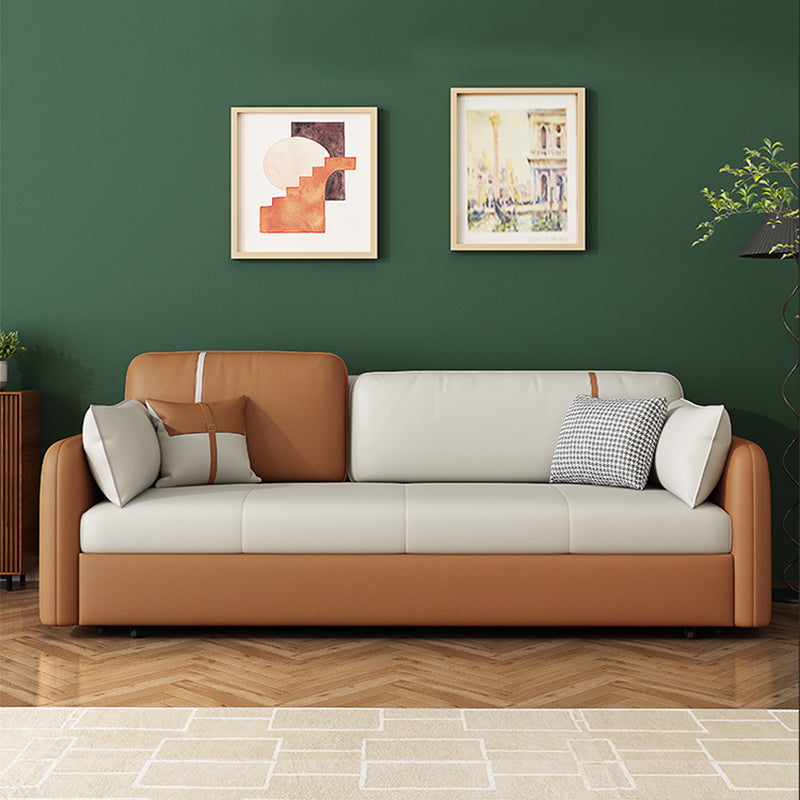 32.28" H Contemporary Faux Leather Square Arm Sofa Bed with Storage
