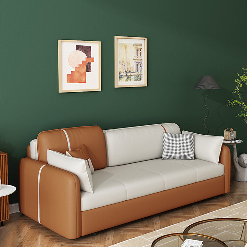 32.28" H Contemporary Faux Leather Square Arm Sofa Bed with Storage