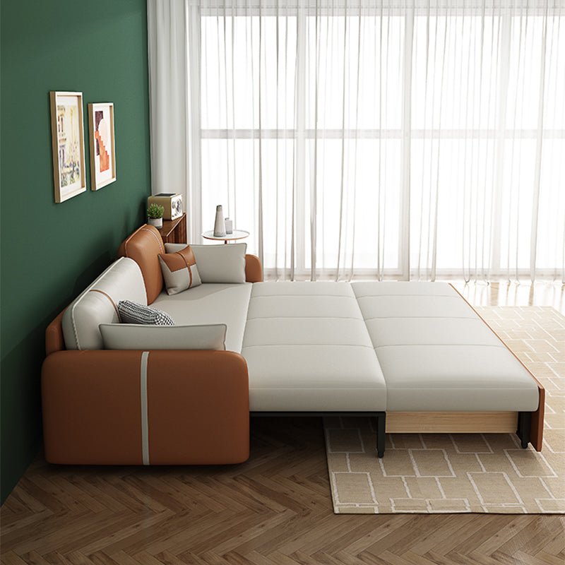 32.28" H Contemporary Faux Leather Square Arm Sofa Bed with Storage