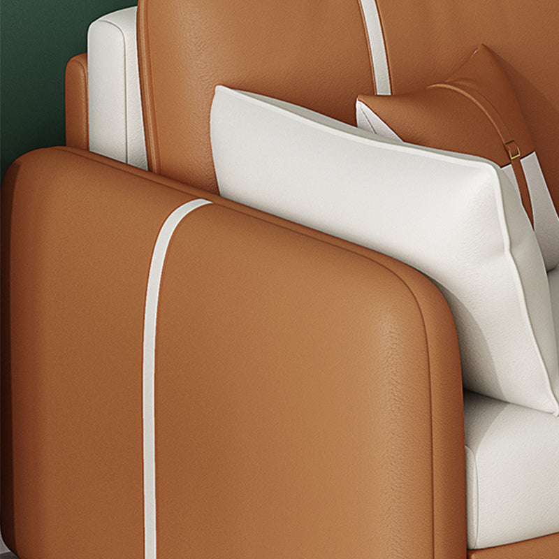 32.28" H Contemporary Faux Leather Square Arm Sofa Bed with Storage