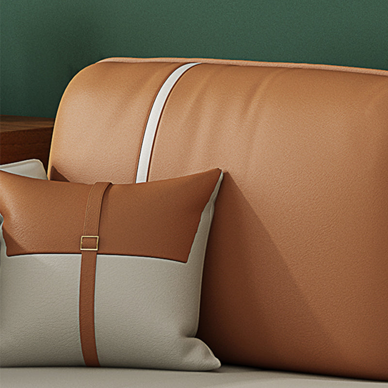 32.28" H Contemporary Faux Leather Square Arm Sofa Bed with Storage