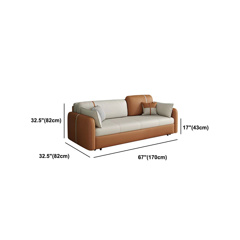32.28" H Contemporary Faux Leather Square Arm Sofa Bed with Storage