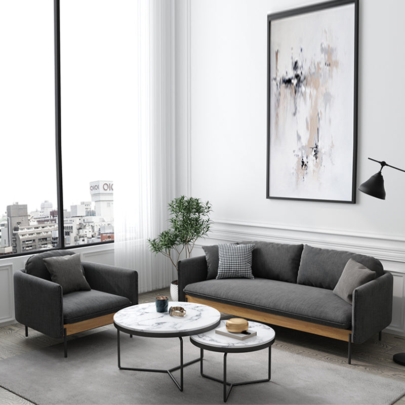 31.5" H Contemporary Solid Color Linen Square Arm Sofa for Living Room