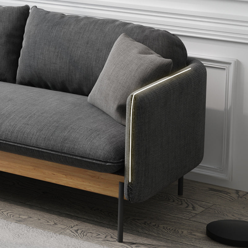 31.5" H Contemporary Solid Color Linen Square Arm Sofa for Living Room