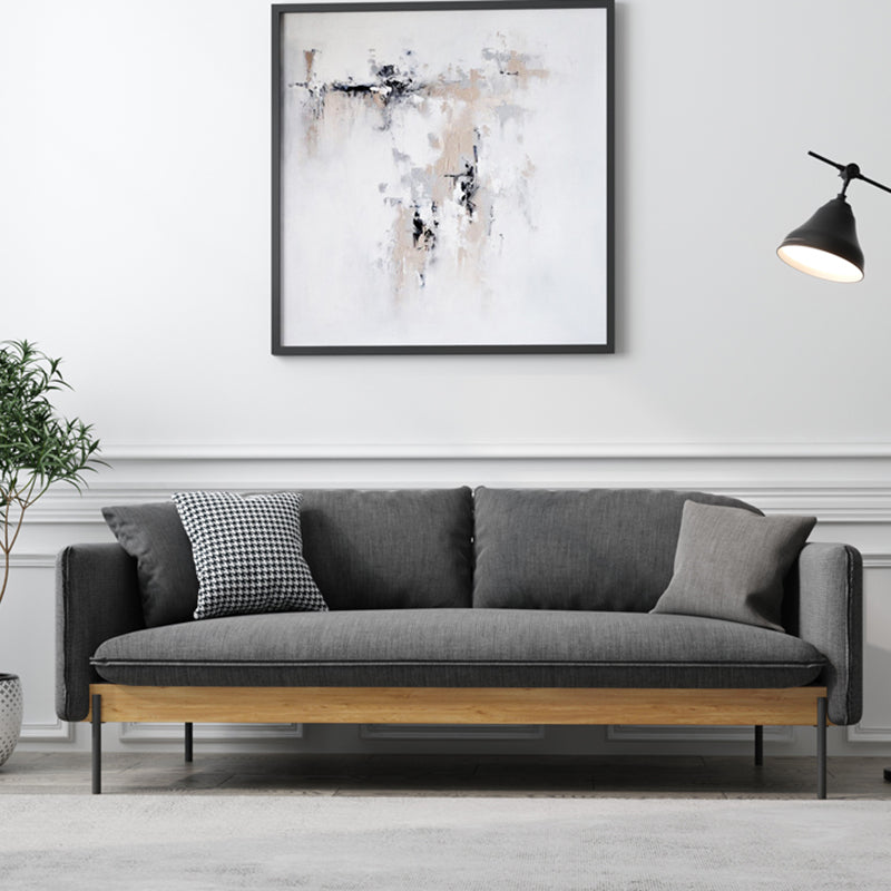 31.5" H Contemporary Solid Color Linen Square Arm Sofa for Living Room