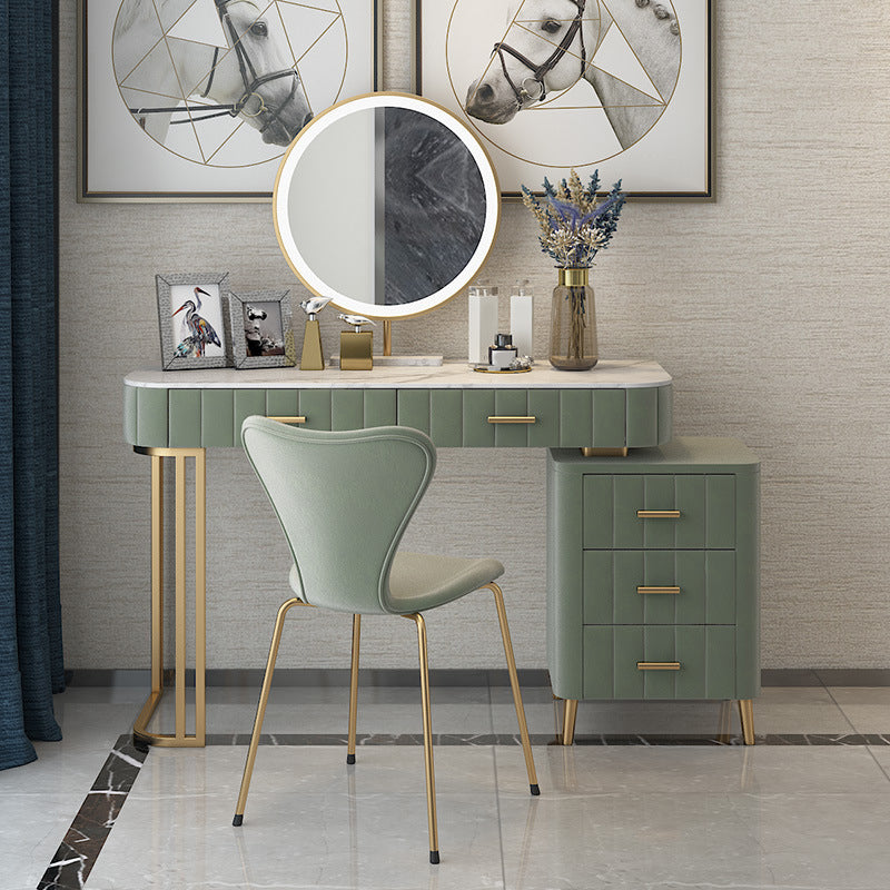 15.74" Wide Vanity Set with 5 Storage Drawers Marble Make-up Vanity