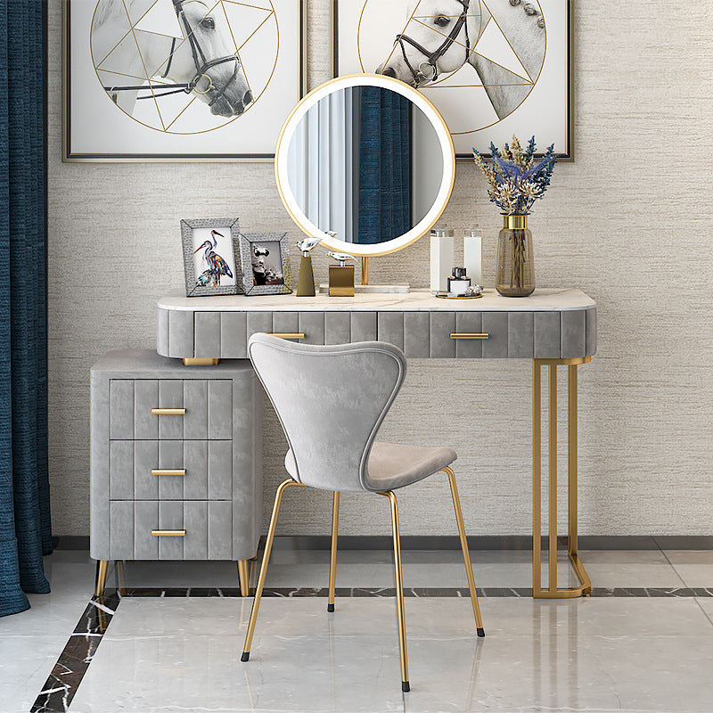 15.74" Wide Vanity Set with 5 Storage Drawers Marble Make-up Vanity