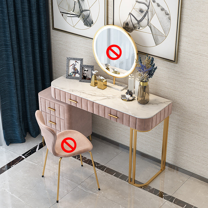 15.74" Wide Vanity Set with 5 Storage Drawers Marble Make-up Vanity