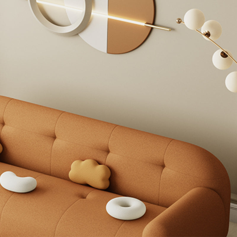 27.5" H Contemporary White/ Orange Faux Leather Tufted Square Arm Sofa