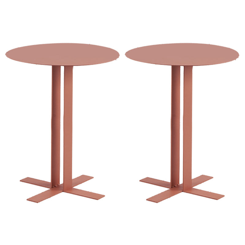 19.7" Tall Pedestal End Table Mid-Century Metal Round Side End Table